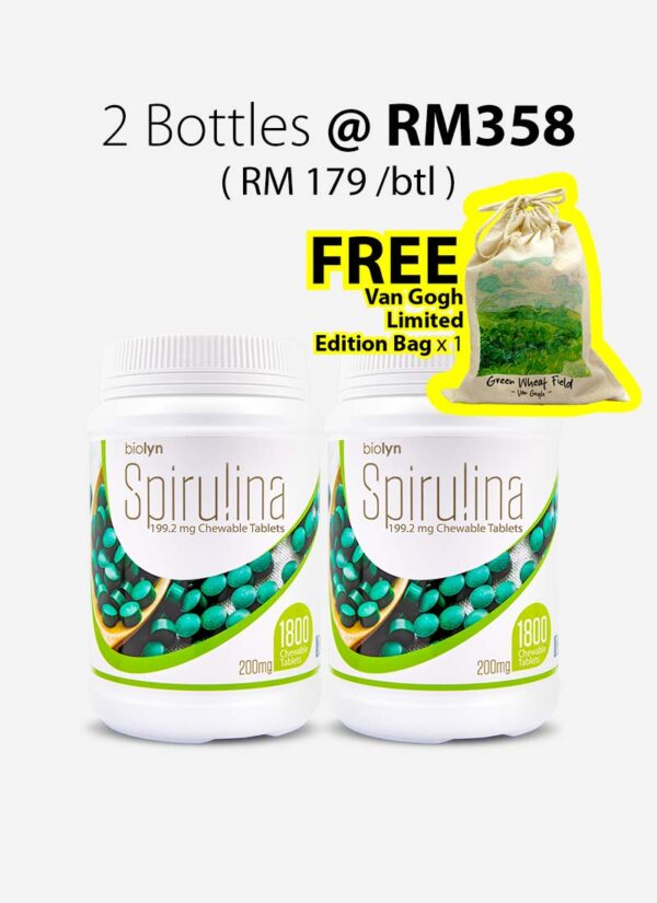 Biolyn Spirulina 199.2mg Chewable Tablet 1800's x 2 (EXP: Dec 27)