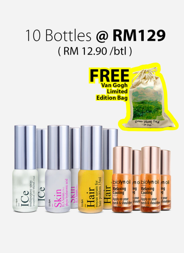 (Miniature Set) Biolyn Ice Spray 15ml x 2 / Biolyn Hair 15ml x 2 / Biolyn Skin 15ml x 2 / Biolyn Oil 5ml x 4